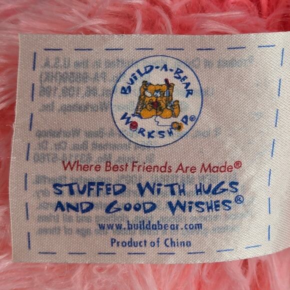 Shaggy Pink Stuffed 15" Teddy Magnetic Paws Build-A-Bear Plush Embroidered Heart - Picture 13 of 14